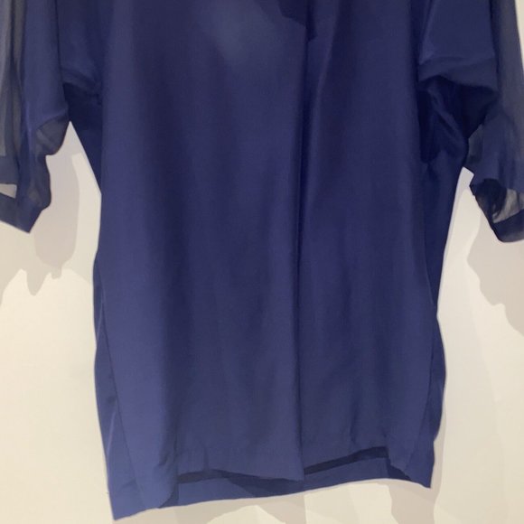 Annyee Navy Blue 100% Silk Blouse Tunic Back Buttons Size S/M - Picture 7 of 11